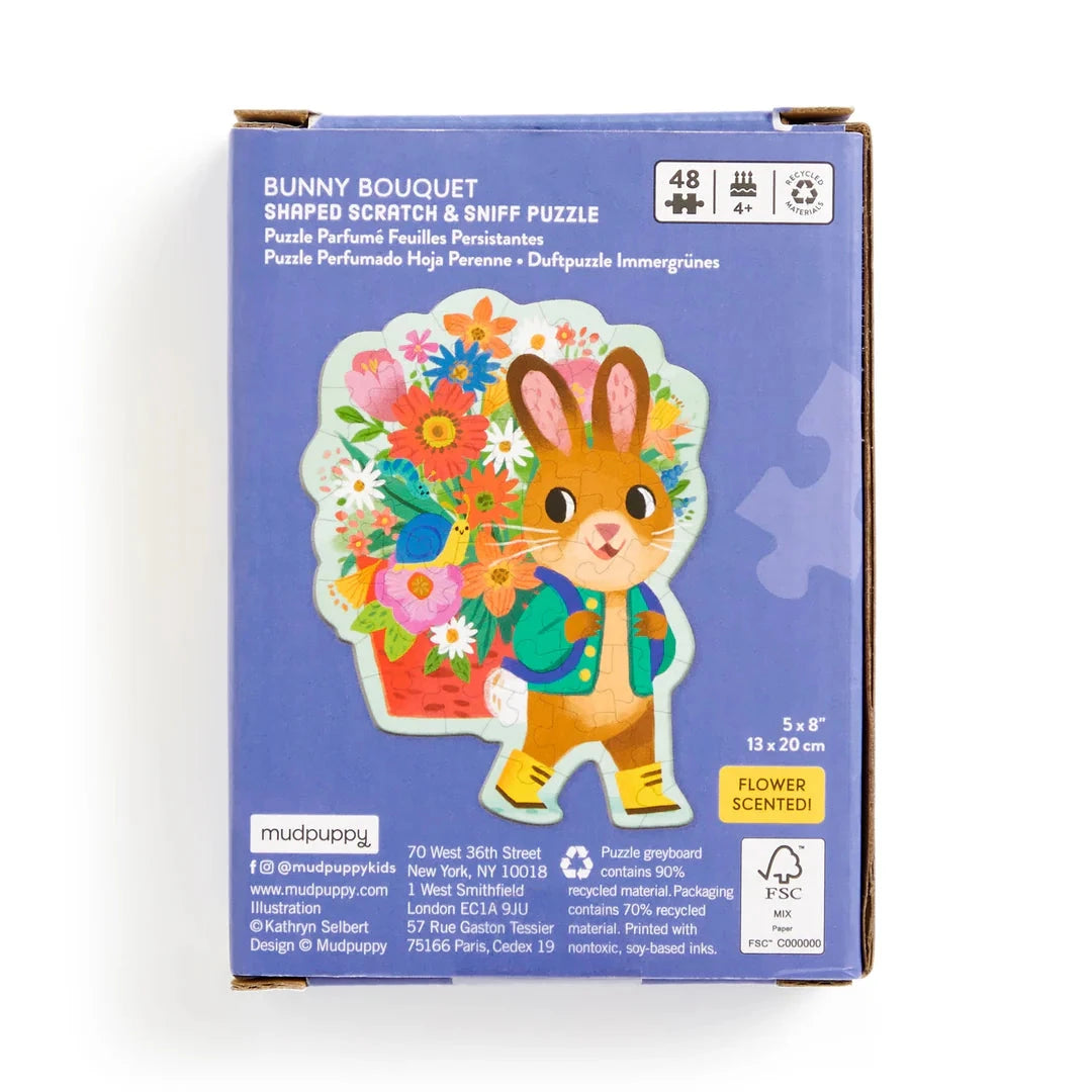 Bunny Bouquet 48 Piece Scratch & Sniff Shaped Mini Puzzle by Mudpuppy