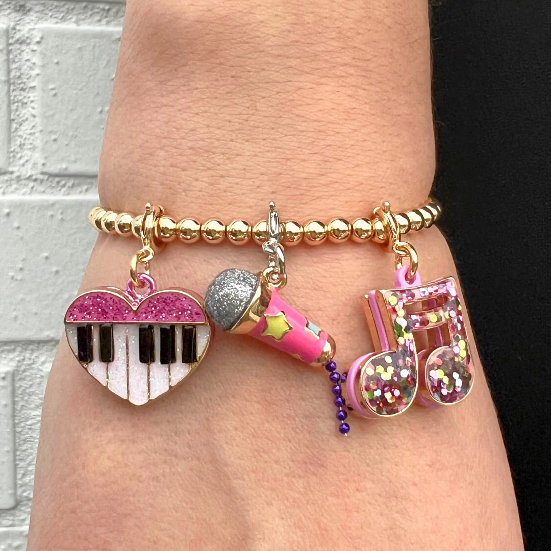 Charm It! Gold Glitter Piano Heart Charm