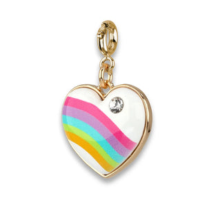 Charm It! Gold Puffed Rainbow Heart Charm