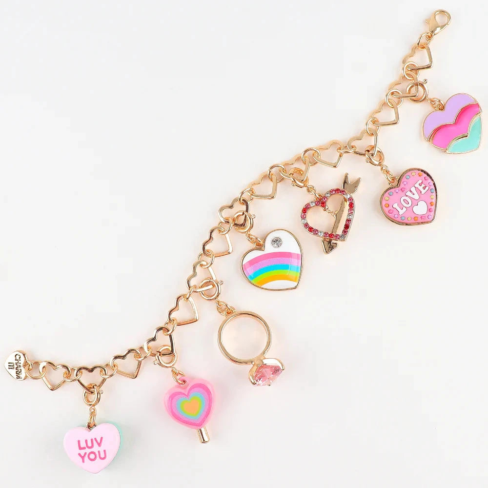 Charm It! Gold Puffed Rainbow Heart Charm