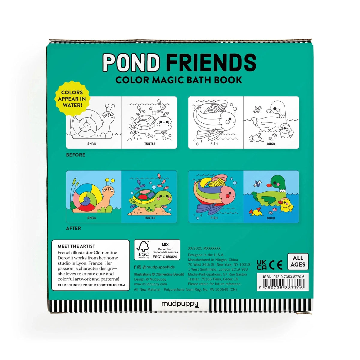 Color Magic Bath Book: Pond Friends by Mudpuppy
