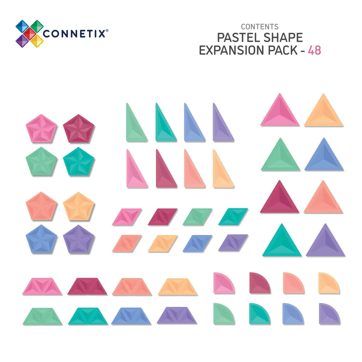 Connetix 48 Piece Pastel Shape Expansion Pack