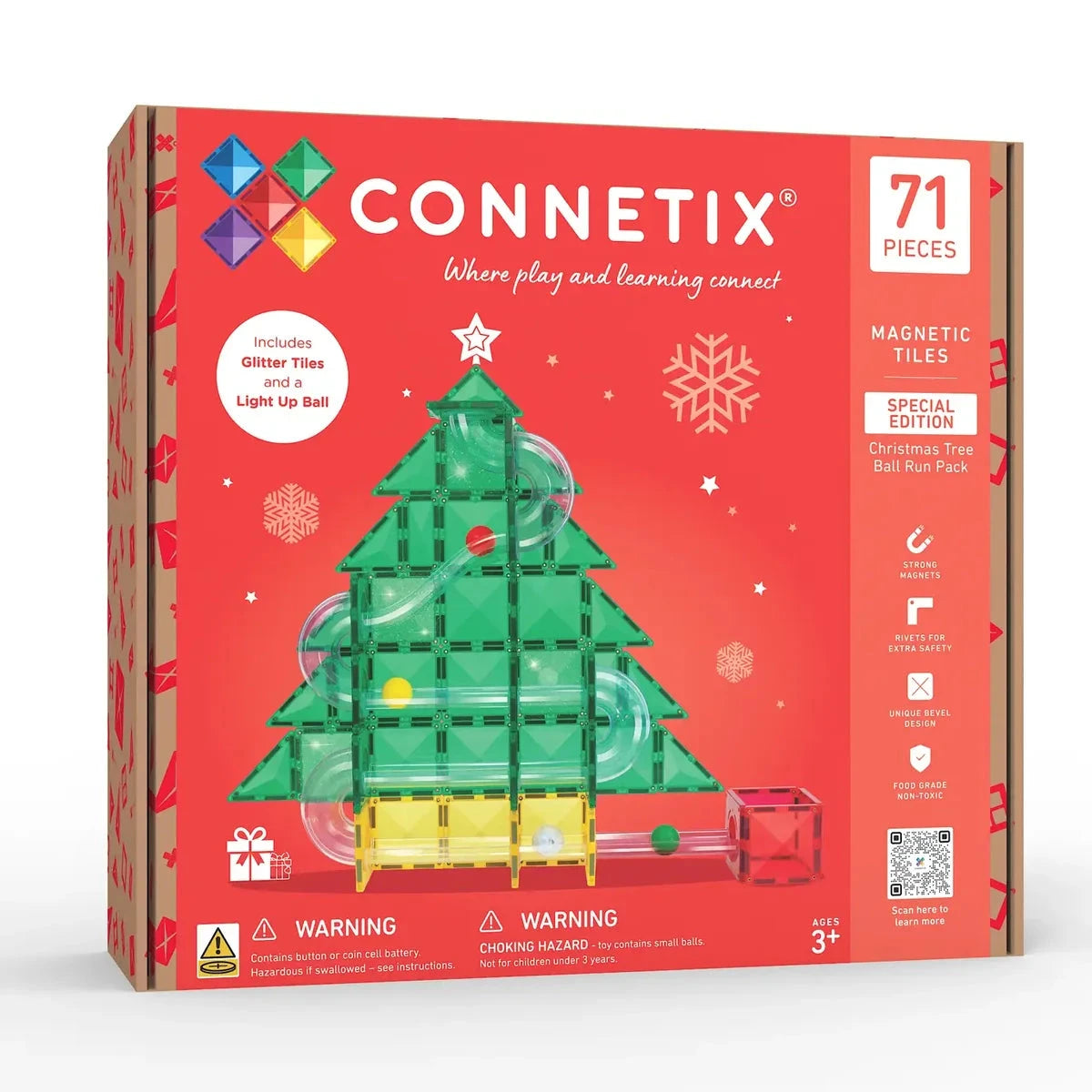 Connetix Special Edition Christmas Tree Ball Run 71 Pieces