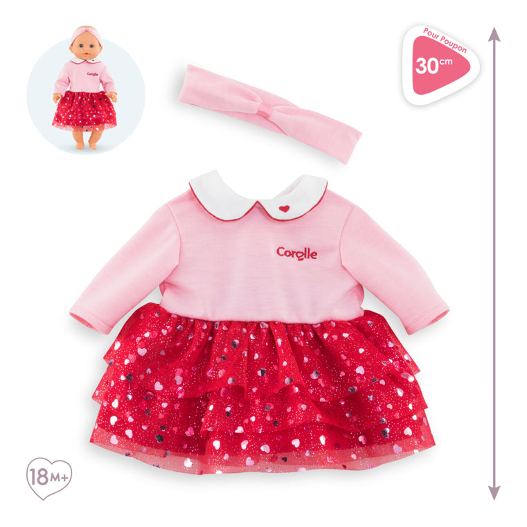 Corolle Heart Petals Dress & Headband  for 12" Doll