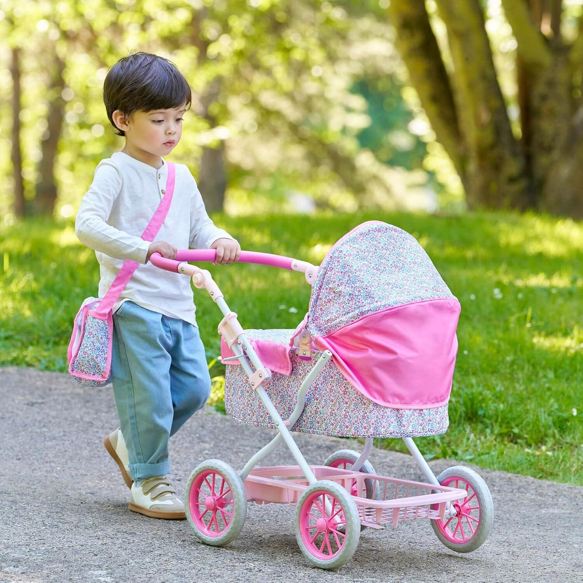 Corolle Pink Floral Pram - 14"-20"
