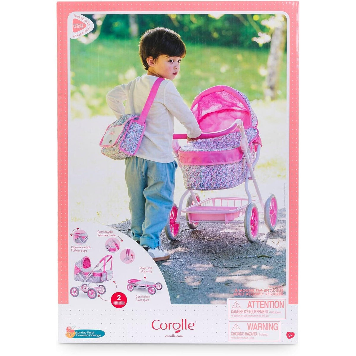 Corolle Pink Floral Pram - 14"-20"