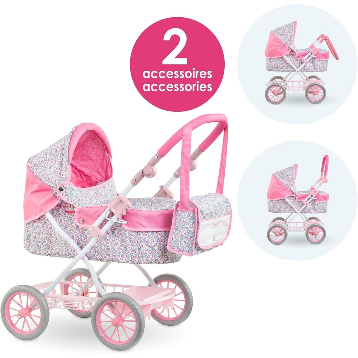 Corolle Pink Floral Pram - 14"-20"