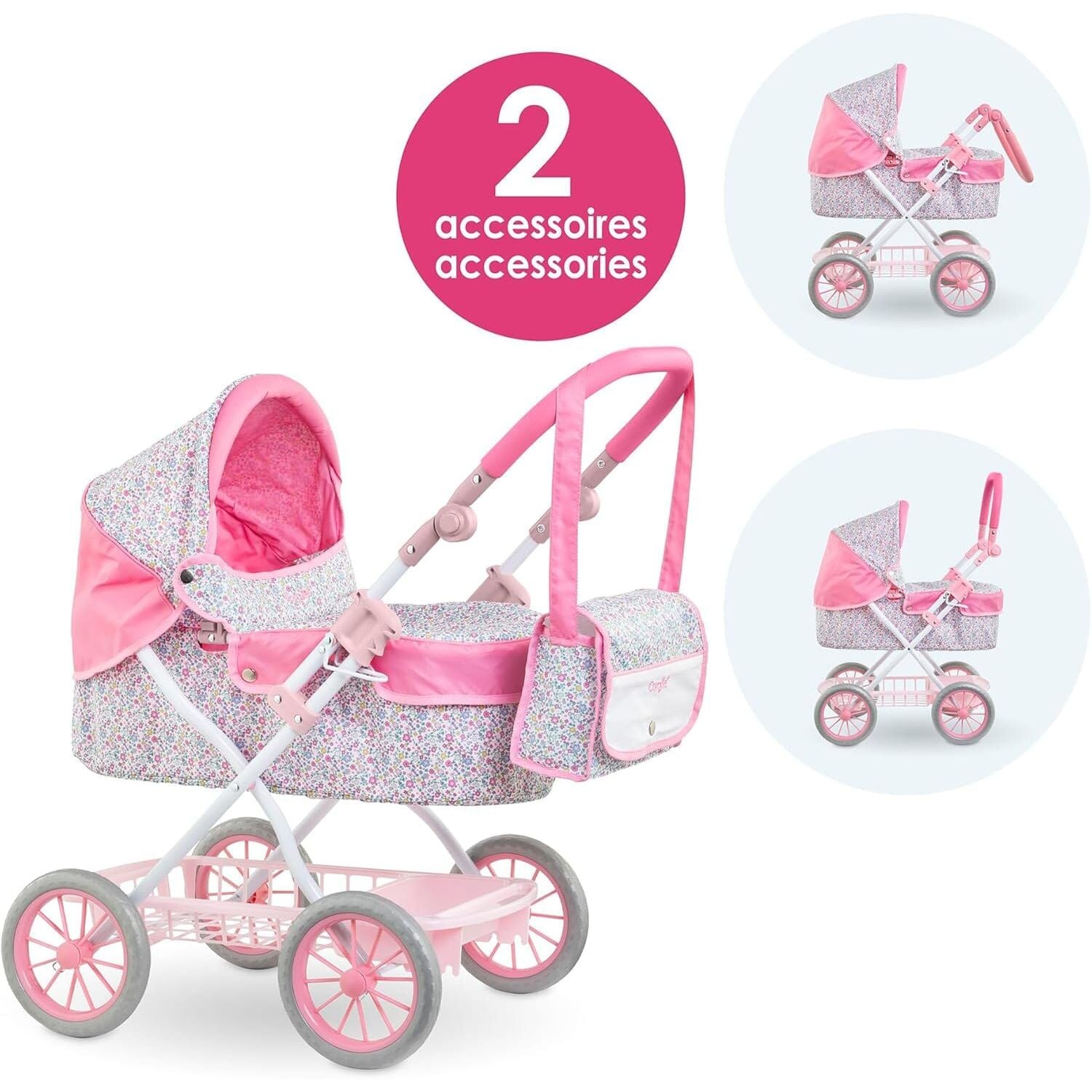 Corolle Pink Floral Pram - 14"-20"