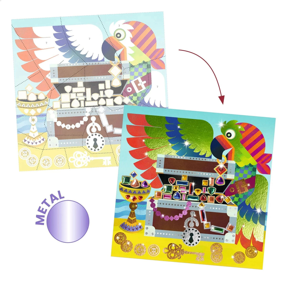 Djeco Foil and Jewel Mosaic Craft Kit-- Up and At 'Em