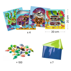 Djeco Foil and Jewel Mosaic Craft Kit-- Up and At 'Em