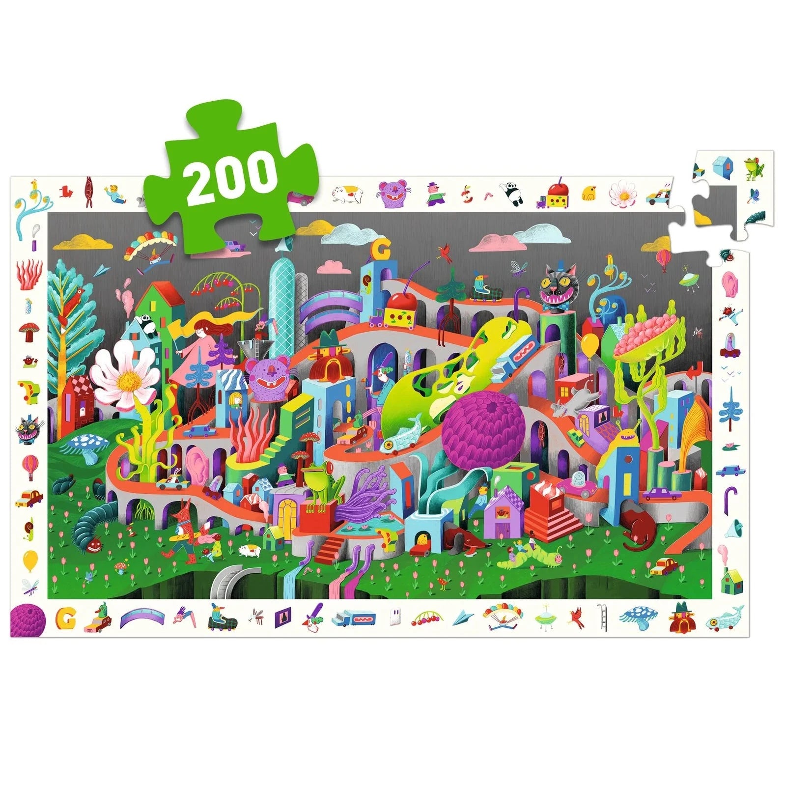 Djeco Observation Puzzle -- Crazy Town, 200 pieces