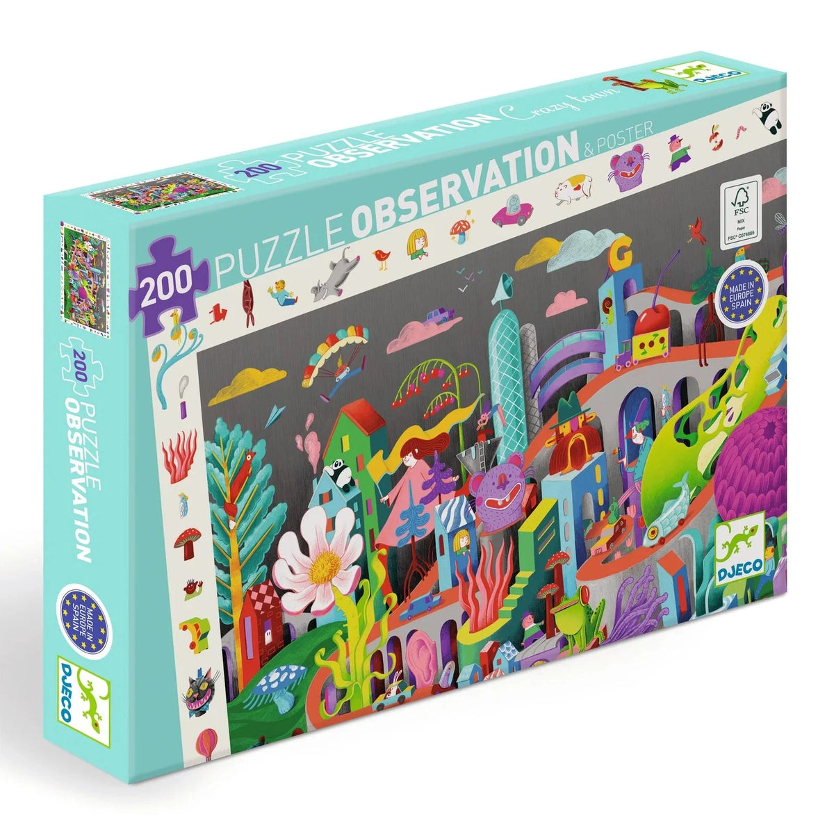 Djeco Observation Puzzle -- Crazy Town, 200 pieces