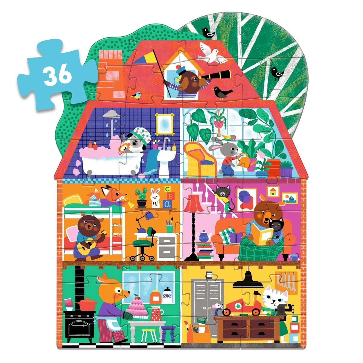 Djeco- The Little Buddies' House 36 pc Giant Floor Jigsaw Puzzle