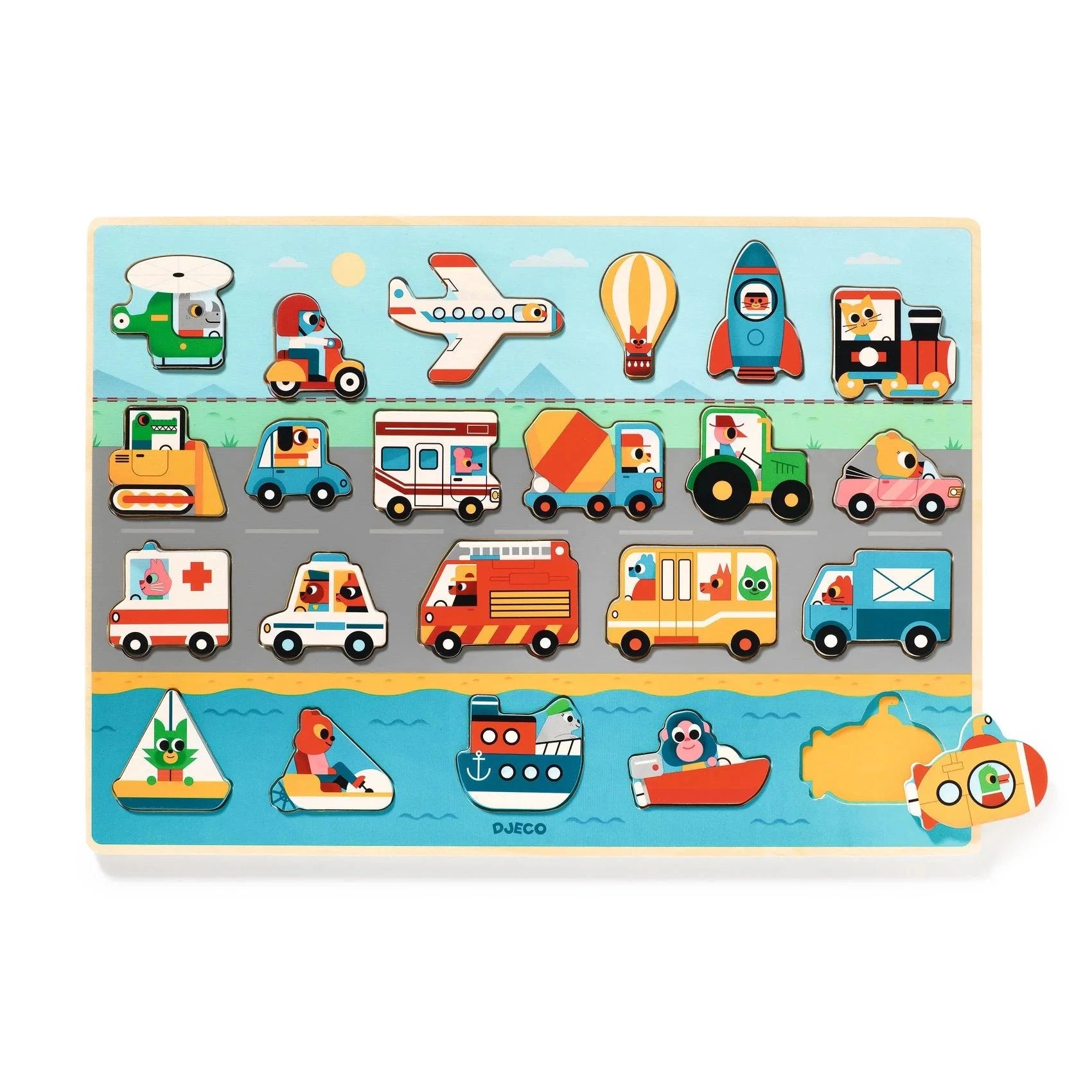 Djeco Wooden Puzzle- Puzzlo Vroom