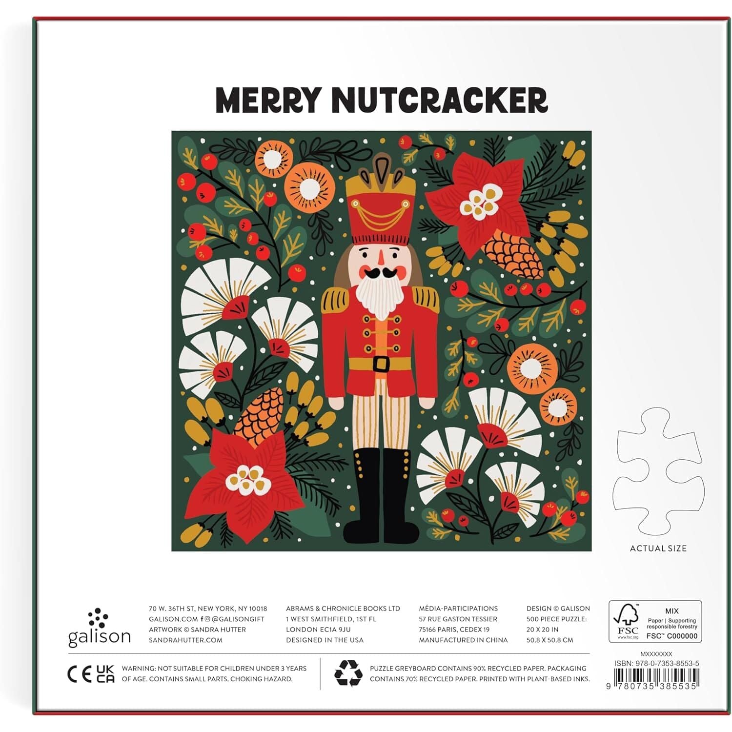 Galison 500 Piece Foil Puzzle-- Merry Nutcracker