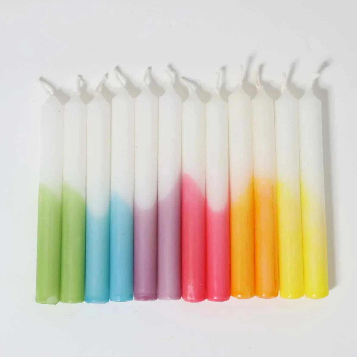 Grimm's Celebration Candles Dip-Dye Rainbow, 12-Pack