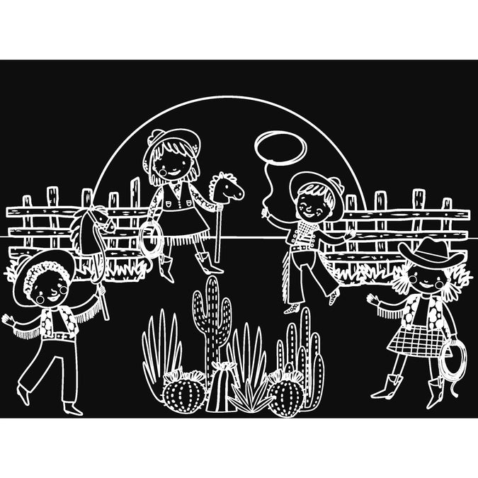 Imagination Starters Chalkboard Travel Mat Set: Cowboys & Cowgirls