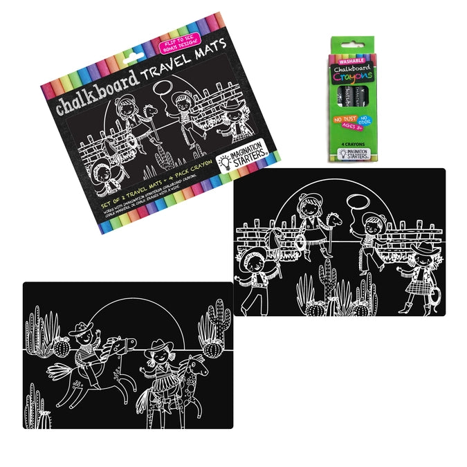 Imagination Starters Chalkboard Travel Mat Set: Cowboys & Cowgirls