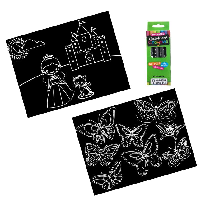 Imagination Starters Chalkboard Travel Mat Set: Princess/Butterfly