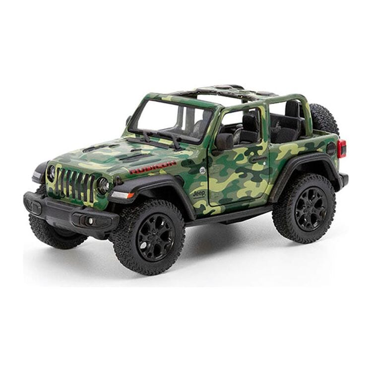 Kinsmart 5" 1:34 Scale Die Cast Metal Pull Back 2018 Jeep Wrangler Camo Open Top