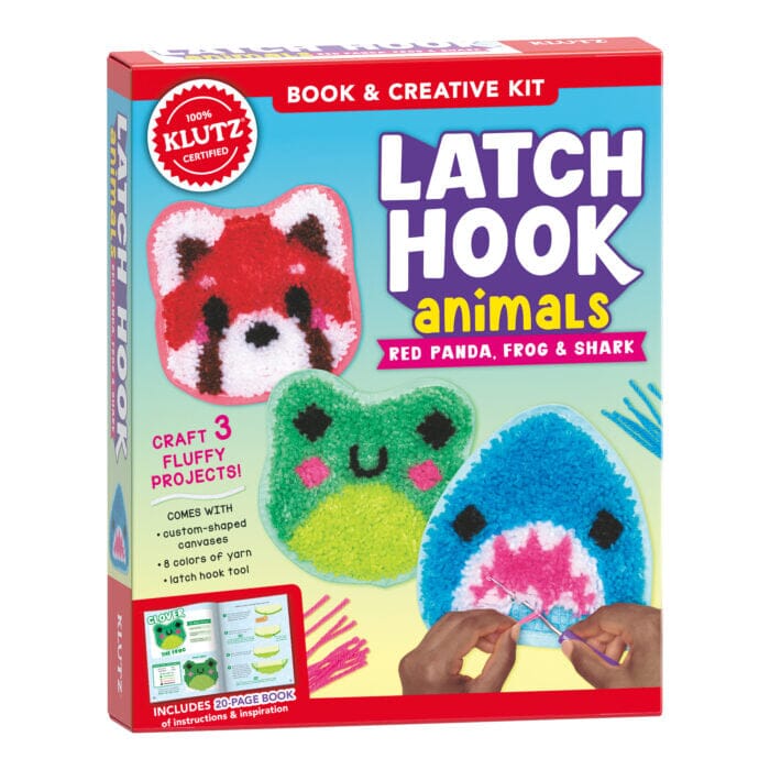 Klutz Latch Hook Animals: Red Panda, Frog, Shark