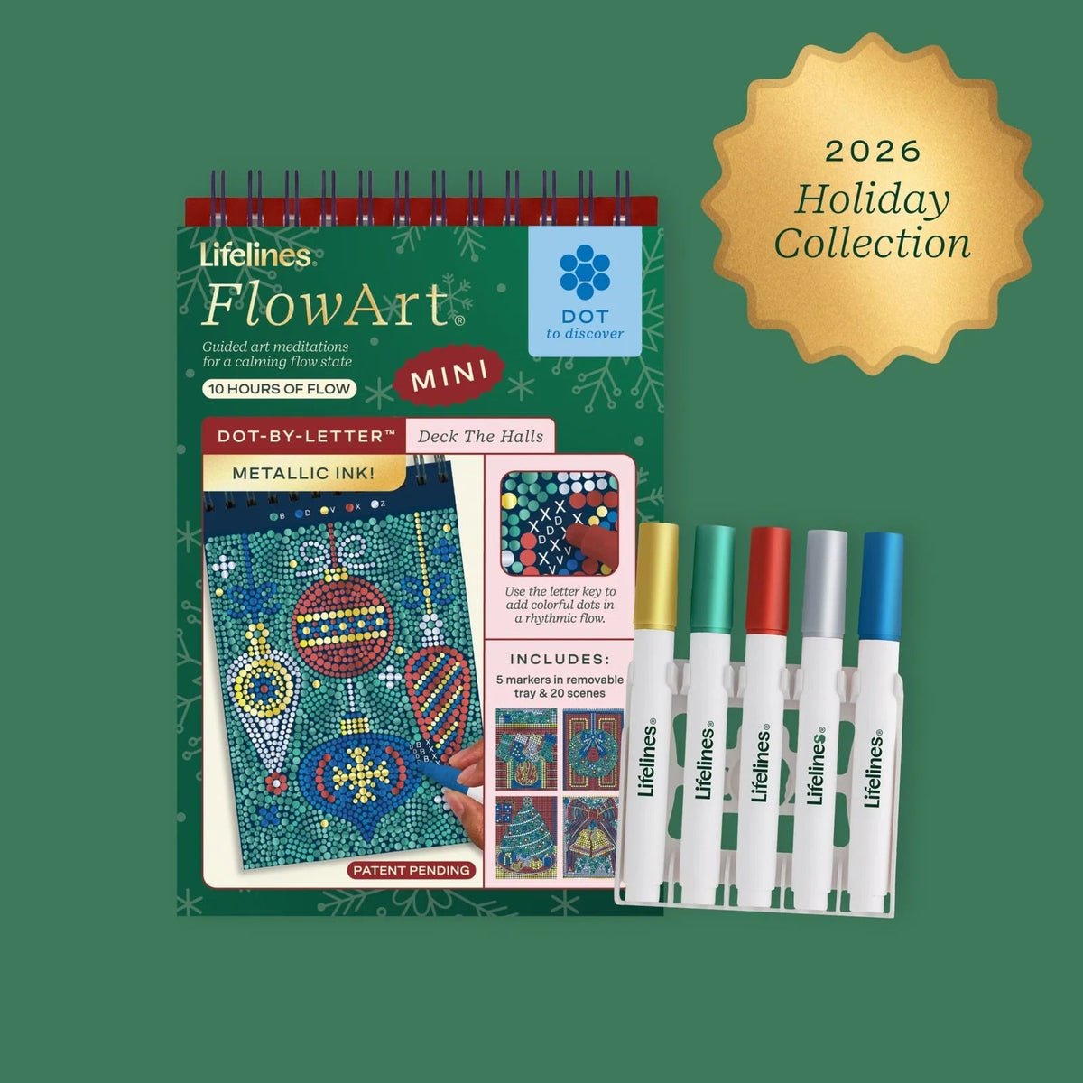 Lifelines FlowArt® Mini - Dot-by-Letter Deck The Halls-- Metallic Ink