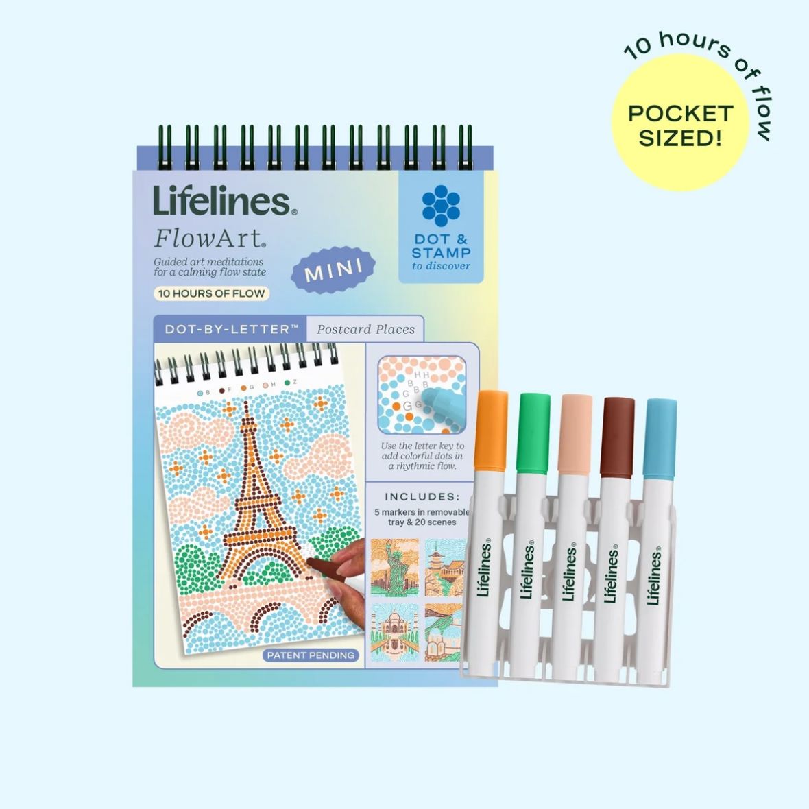 Lifelines FlowArt® Mini - Dot-by-Letter Postcard Places