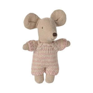 Maileg Baby Mouse in Carry Cot-- Rose