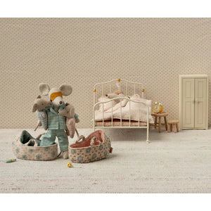 Maileg Baby Mouse in Carry Cot-- Rose