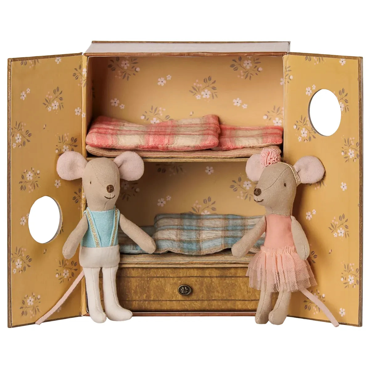 Maileg Ballet mice in dance studio, Little sister and brother