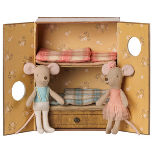 Maileg Ballet mice in dance studio, Little sister and brother