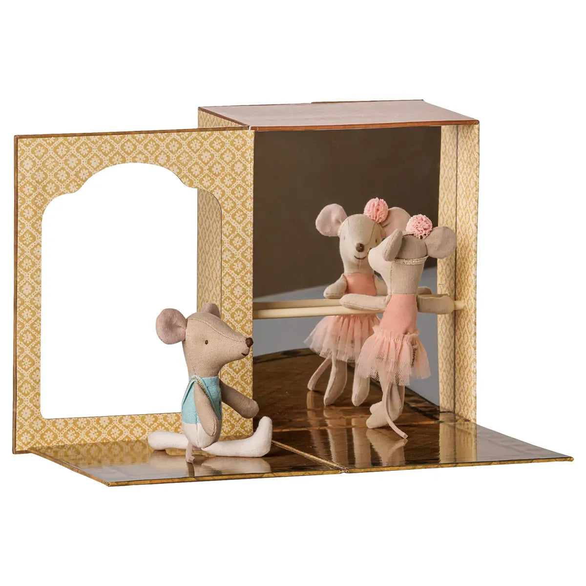Maileg Ballet mice in dance studio, Little sister and brother