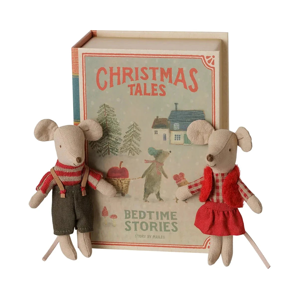 Maileg Christmas Twin Mice, Little Sister and Brother in Book