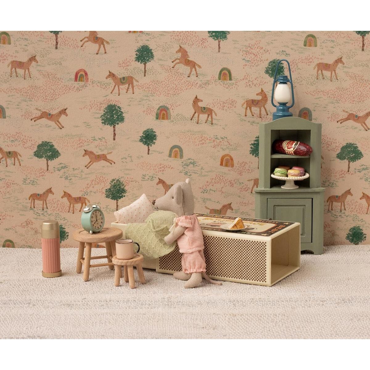 Maileg Corner Cabinet-- Mouse, Light Green