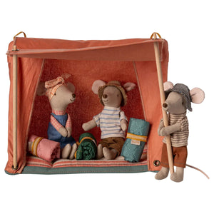 Maileg Happy Camper Tent, Mouse-- Orange