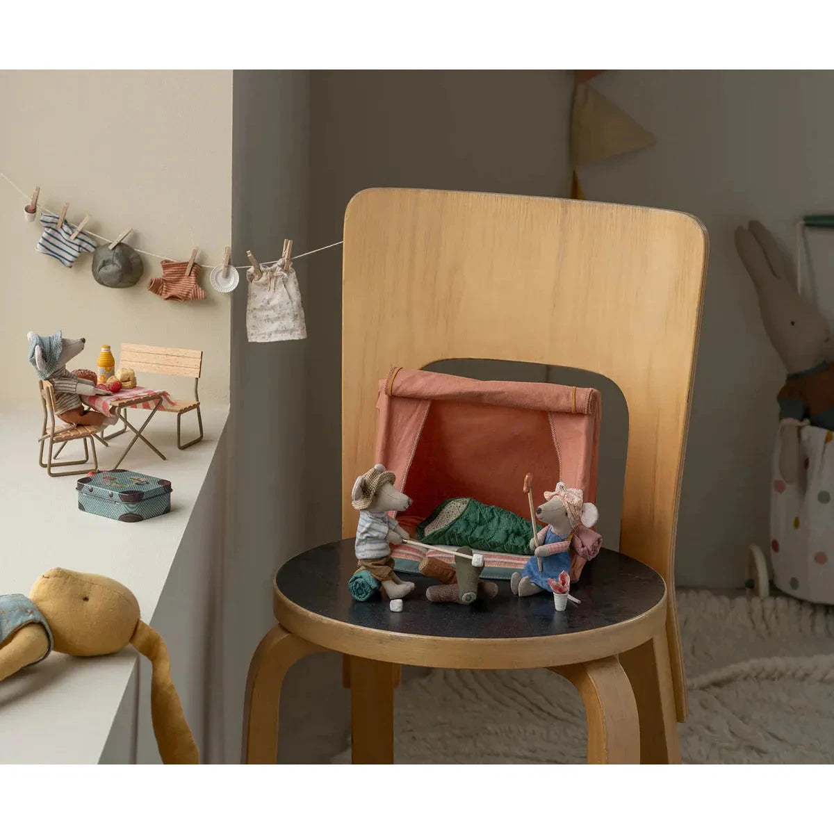 Maileg Happy Camper Tent, Mouse-- Orange