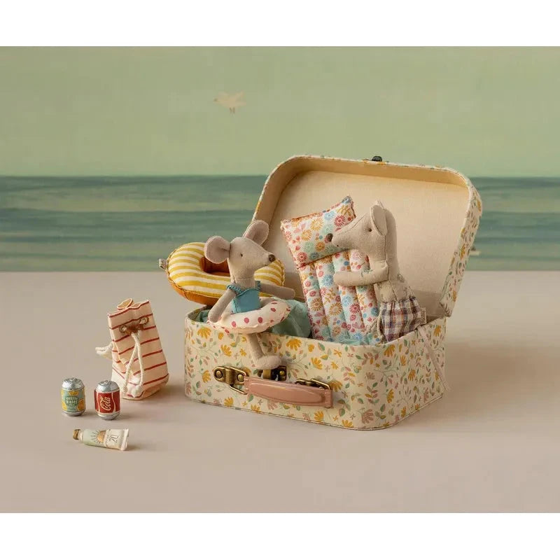 Maileg Little Sister Beach Mouse with Float-- Red Dot