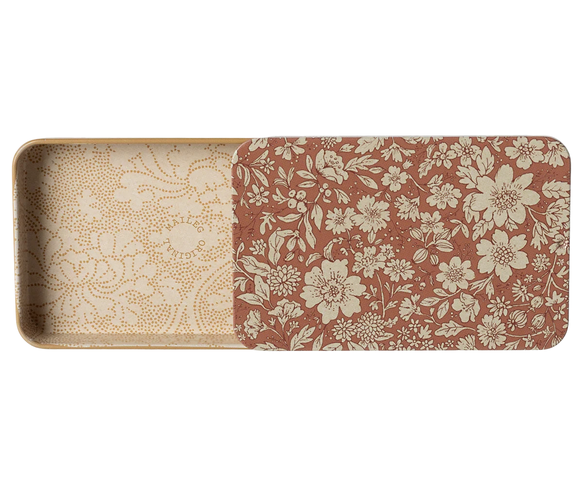 Maileg Metal Box with Sliding Lid-- Heather Blossom