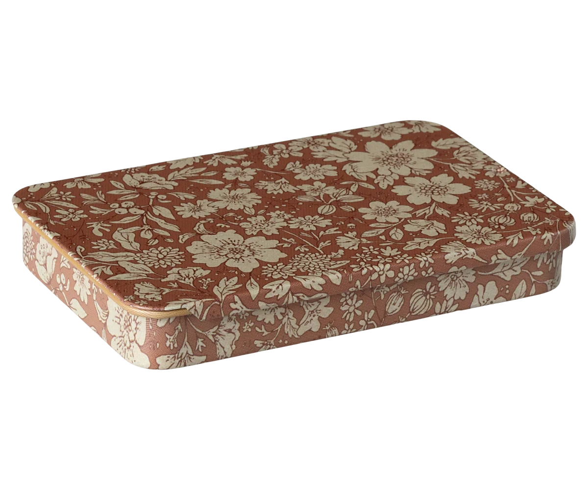 Maileg Metal Box with Sliding Lid-- Heather Blossom