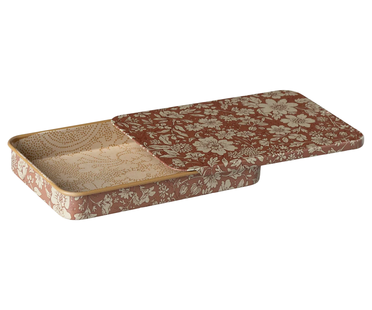Maileg Metal Box with Sliding Lid-- Heather Blossom