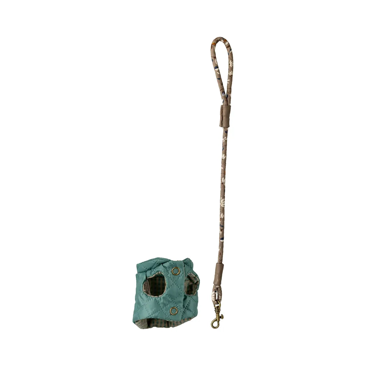 Maileg Pet supply, Harness and leash -- Dark mint