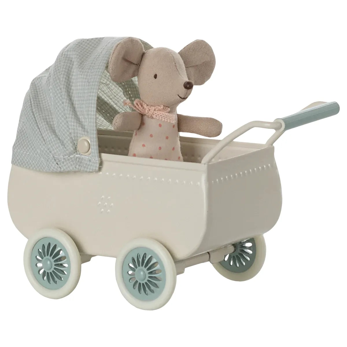Maileg Pram with Baby Mouse -- Mint
