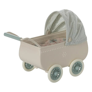 Maileg Pram with Baby Mouse -- Mint