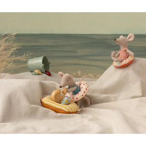 Maileg Rubber Boat, Small Mouse-- Yellow Stripe