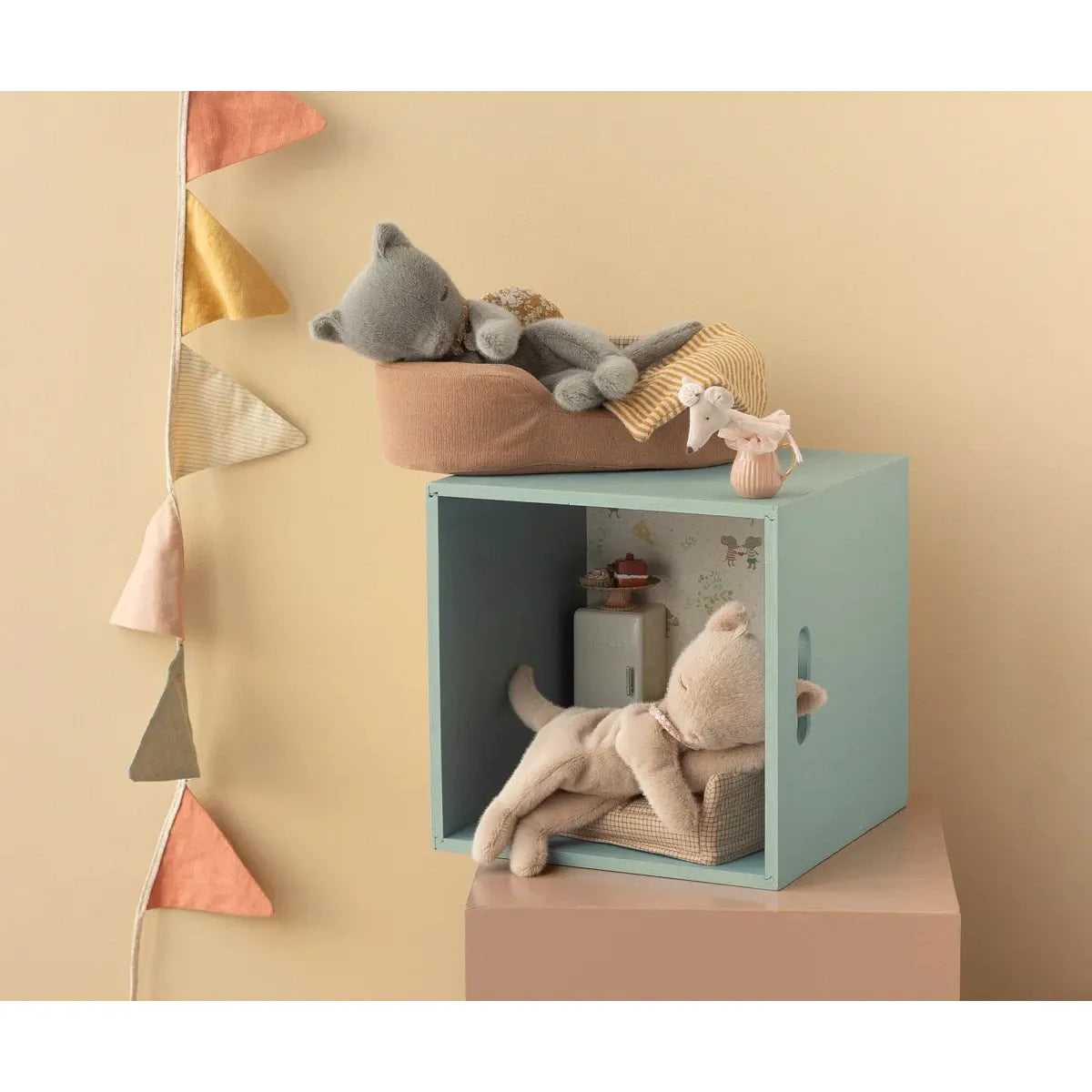 Maileg Sleeping Kitten Plush, Small-- Grey