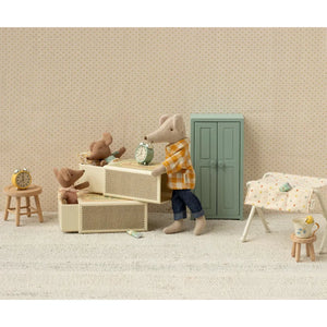 Maileg Sleepy Wakey Baby Mouse in Matchbox-- Blue