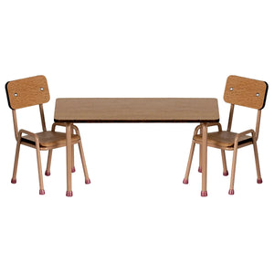 Maileg Table and Chair set, Mouse- Dark Powder