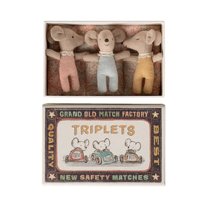 Maileg Triplets, Baby Mice in Matchbox-- Checker