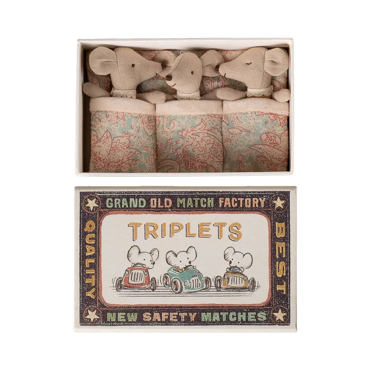 Maileg Triplets, Baby Mice in Matchbox-- Checker