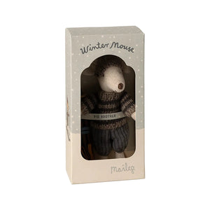 Maileg Winter Mouse with Ski Set, Big Brother - Grey
